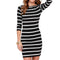 Black and White Striped Bodycon Dress with Sleeves
