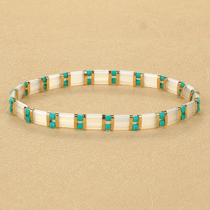 KELITCH Bracelets Colorful Miyuki Tila Beads Single Strand Stretchable Bracelets