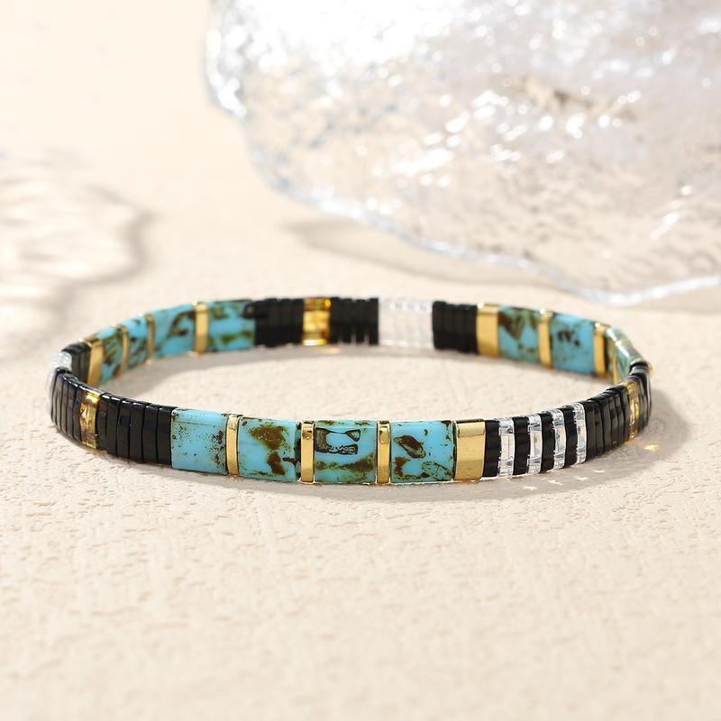 KELITCH Bracelets Colorful Miyuki Tila Beads Single Strand Stretchable Bracelets