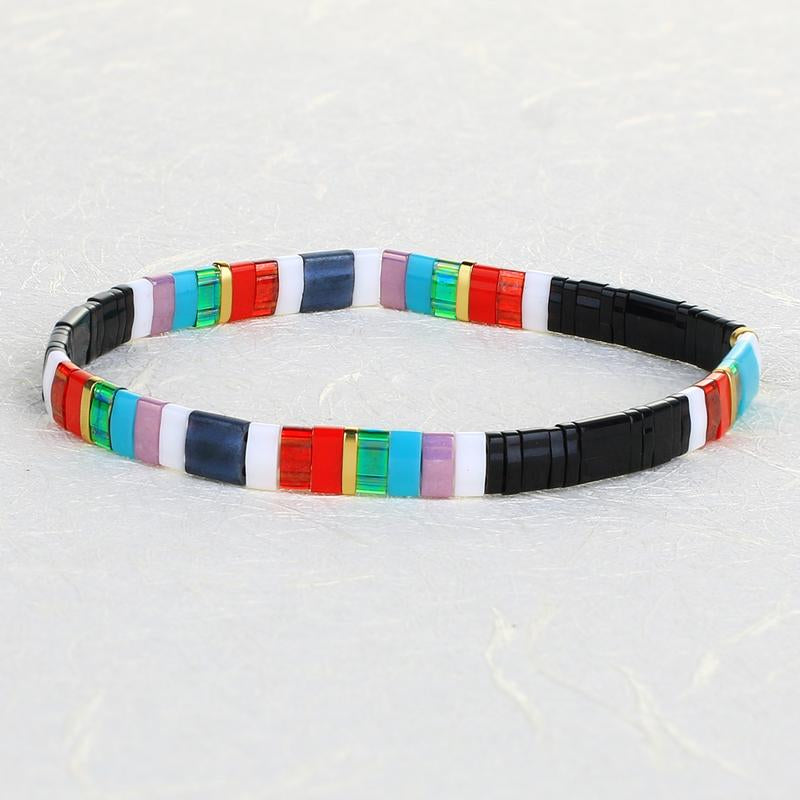 KELITCH Bracelets Colorful Miyuki Tila Beads Single Strand Stretchable Bracelets