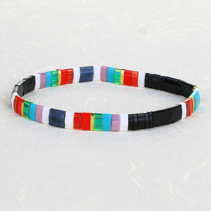 KELITCH Bracelets Colorful Miyuki Tila Beads Single Strand Stretchable Bracelets