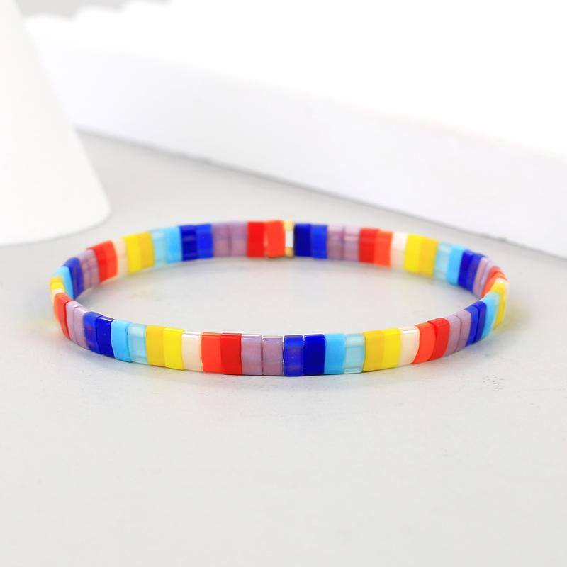KELITCH Bracelets Colorful Miyuki Tila Beads Single Strand Stretchable Bracelets