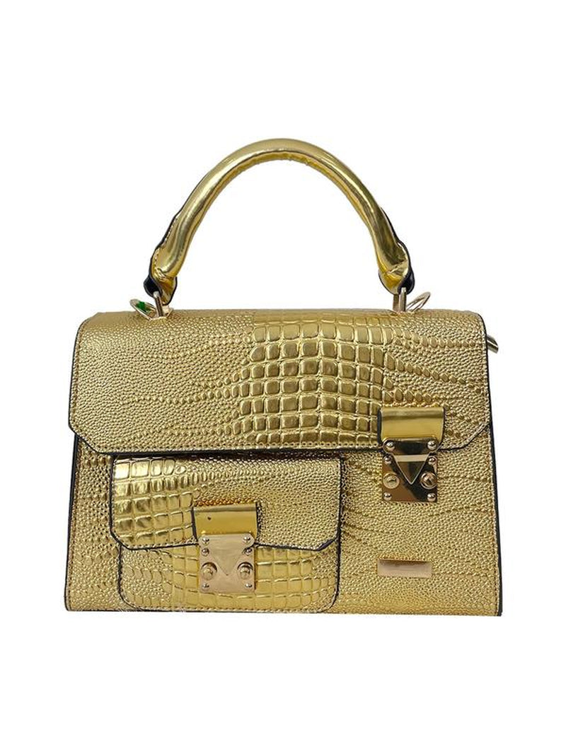 Fashionable Crocodile Embossed Pu Leather Texture Handbag, Simple Plain Buckle Decoration Crossbody Bag, Casual Trendy Versatile High-Quality Daily Commuting Bag