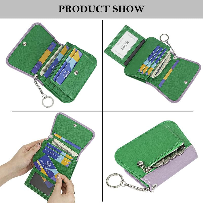 Royal Bagger Multi-Card Slots Short Wallet, Genuine Leather Credit Card Holder, RFID Blocking Card Coin Purse with Keychain 1943