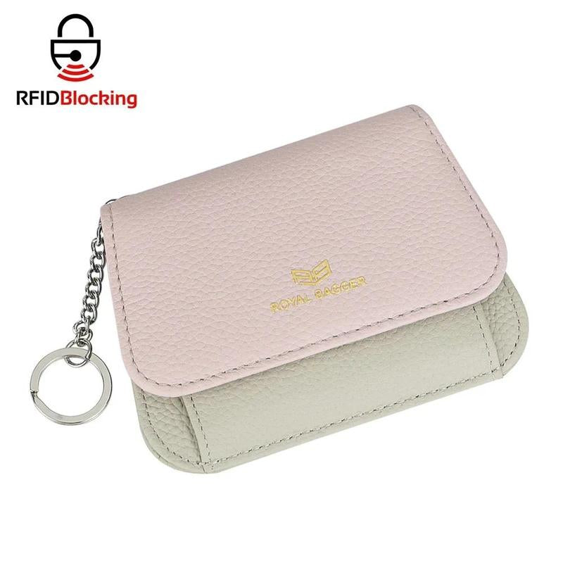 Royal Bagger Multi-Card Slots Short Wallet, Genuine Leather Credit Card Holder, RFID Blocking Card Coin Purse with Keychain 1943