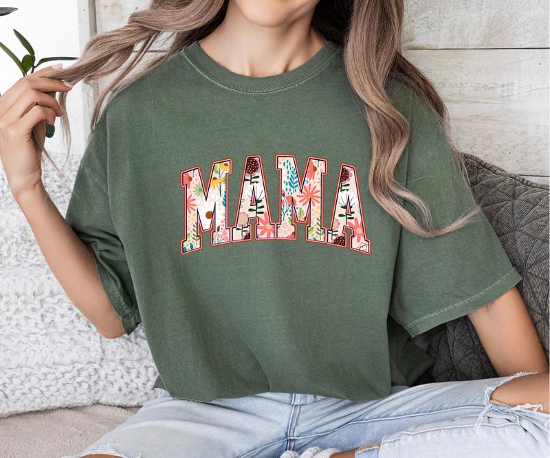Floral Mama Pink Print Comfort Colors T-Shirt