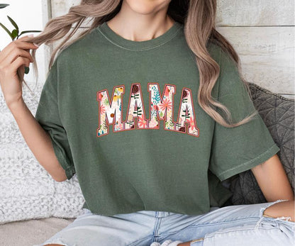 Floral Mama Pink Print Comfort Colors T-Shirt