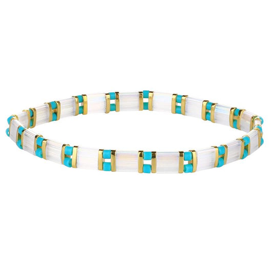 KELITCH Bracelets Colorful Miyuki Tila Beads Single Strand Stretchable Bracelets