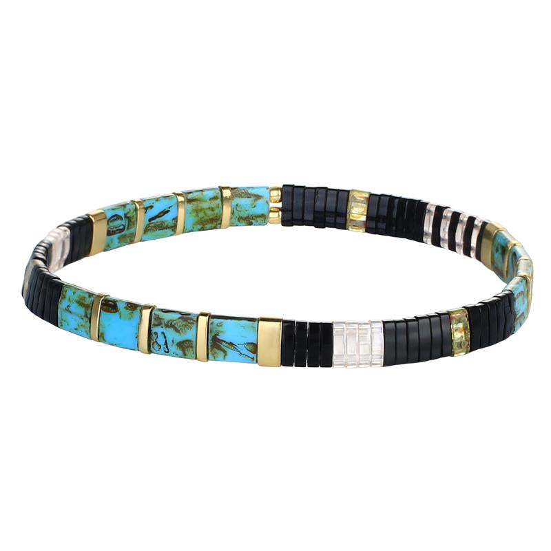 KELITCH Bracelets Colorful Miyuki Tila Beads Single Strand Stretchable Bracelets