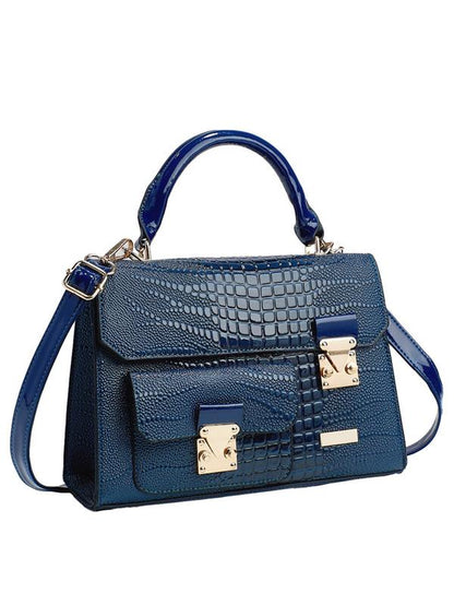 Fashionable Crocodile Embossed Pu Leather Texture Handbag, Simple Plain Buckle Decoration Crossbody Bag, Casual Trendy Versatile High-Quality Daily Commuting Bag