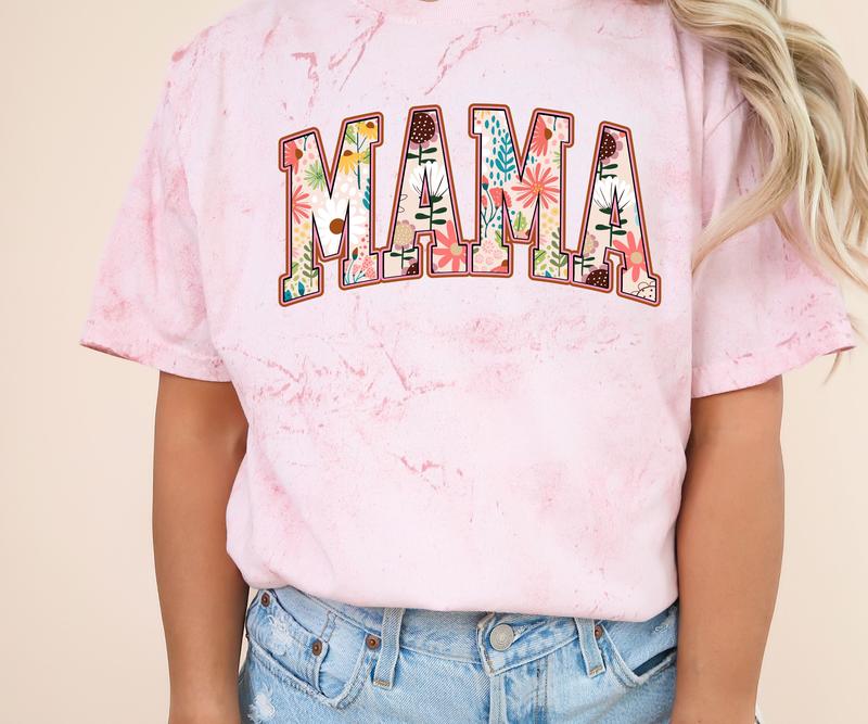 Floral Mama Pink Print Comfort Colors T-Shirt