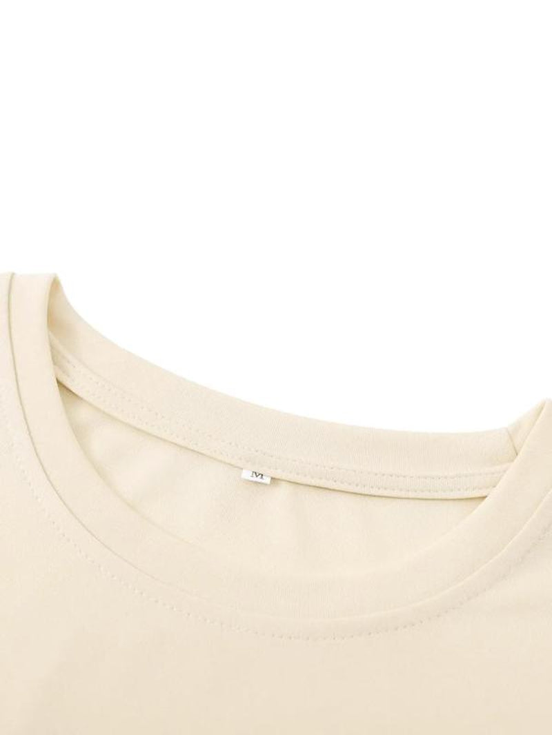 Women'S Floral & Letter Print round Neck Graphic Tee, Vintage Trendy Casual Drop Shoulder Half Sleeve T-Shirt for Daily Wear, Ladies Summer Outfit