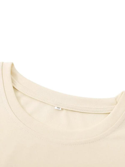 Women'S Floral & Letter Print round Neck Graphic Tee, Vintage Trendy Casual Drop Shoulder Half Sleeve T-Shirt for Daily Wear, Ladies Summer Outfit