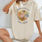 Women'S Floral & Letter Print round Neck Graphic Tee, Vintage Trendy Casual Drop Shoulder Half Sleeve T-Shirt for Daily Wear, Ladies Summer Outfit