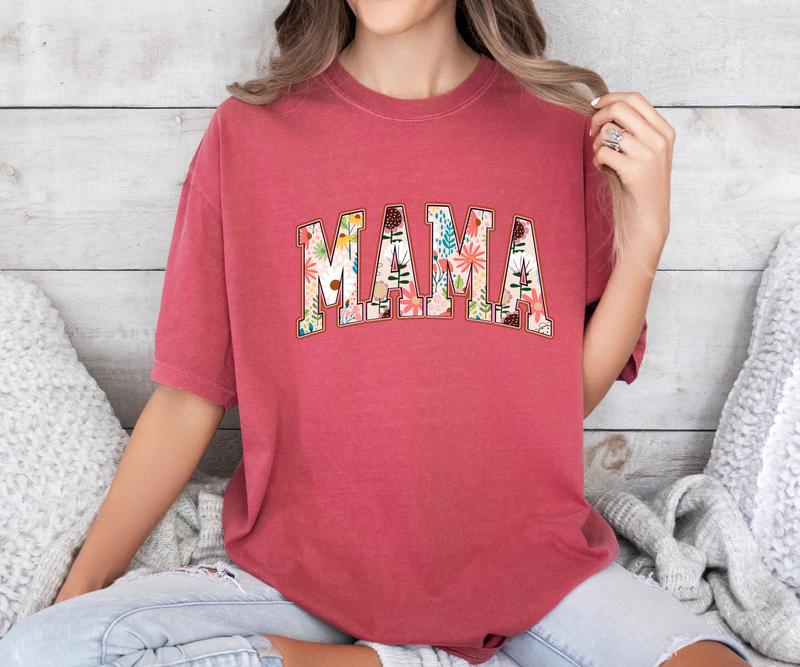 Floral Mama Pink Print Comfort Colors T-Shirt