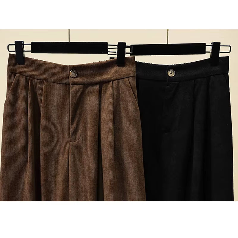 Women's Corduroy Midi A-Line Skirt Oversized Elastic Waist