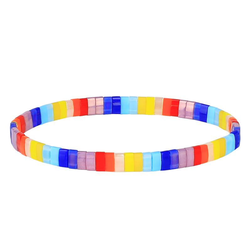 KELITCH Bracelets Colorful Miyuki Tila Beads Single Strand Stretchable Bracelets
