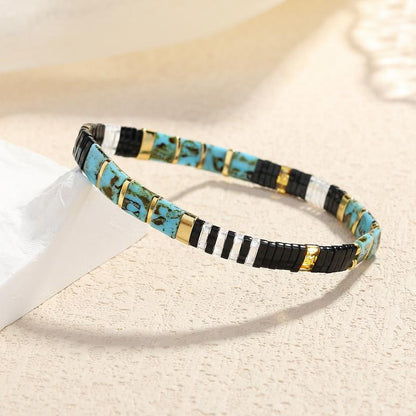 KELITCH Bracelets Colorful Miyuki Tila Beads Single Strand Stretchable Bracelets